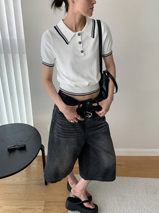 knitted polo Top