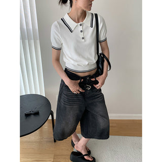 knitted polo Top