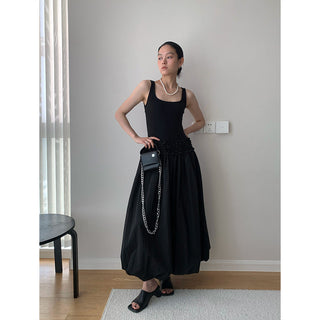 patchwork black dress