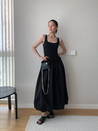patchwork black dress