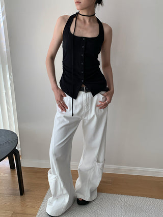 pleated lace Top