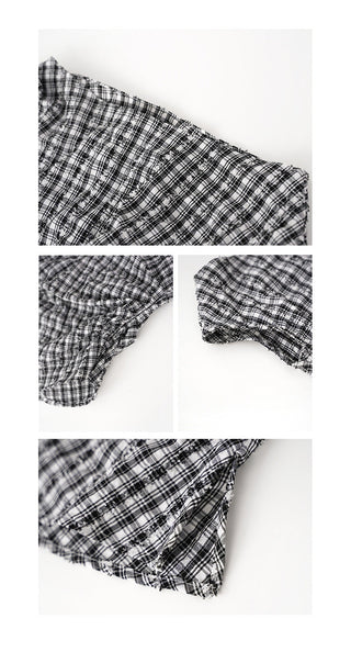 plaid shoulder top