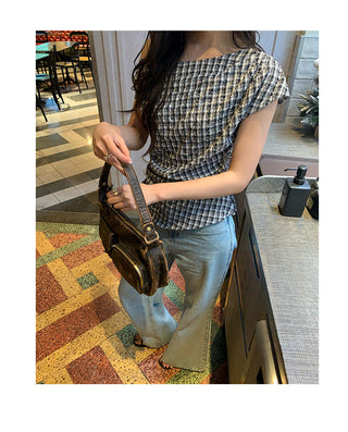 plaid shoulder top