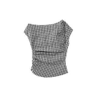 plaid shoulder top
