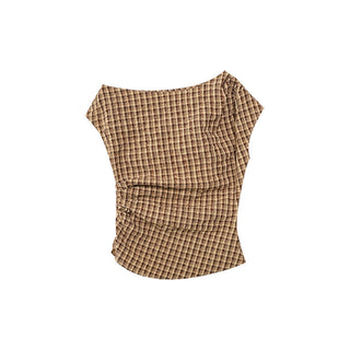 plaid shoulder top