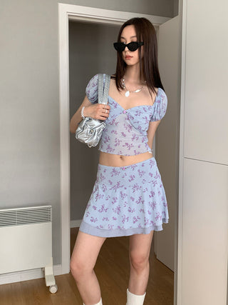 floral mini skirt