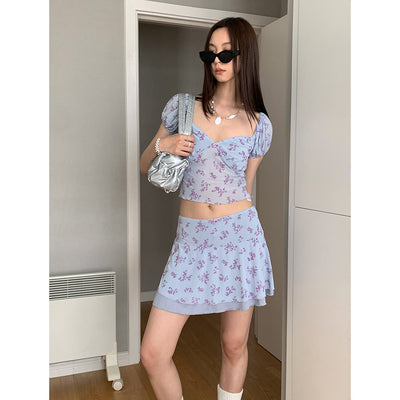 floral mini skirt