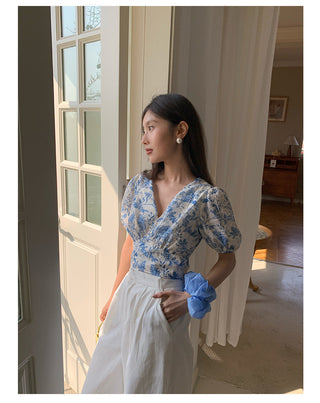 lace-up blouse Top