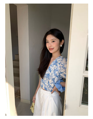 lace-up blouse Top