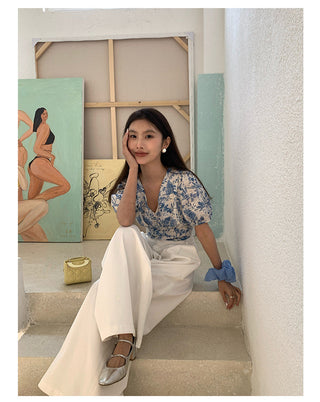 lace-up blouse Top