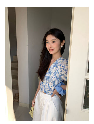 lace-up blouse Top