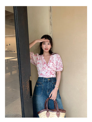lace-up blouse Top