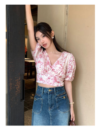 lace-up blouse Top