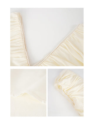 French V-neck pleated dress