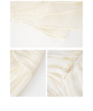 French V-neck pleated dress