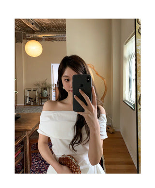 French off-shoulder slim top