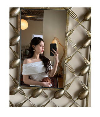 French off-shoulder slim top