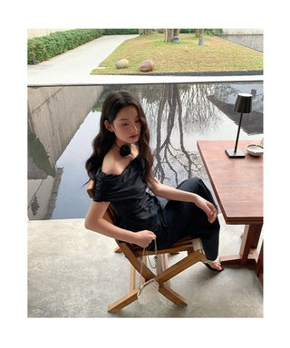 French off-shoulder slim top