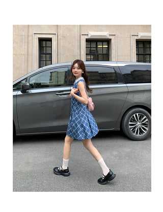 preppy plaid sleeveless dress