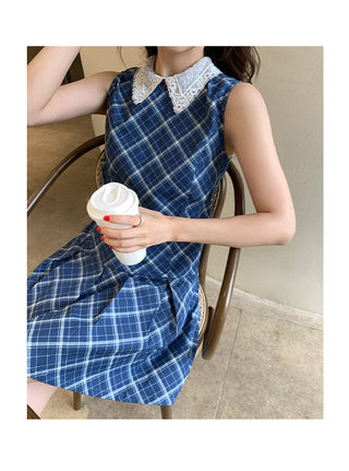 preppy plaid sleeveless dress