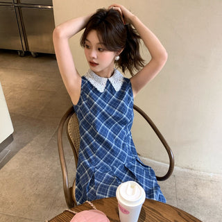 preppy plaid sleeveless dress