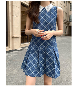 preppy plaid sleeveless dress