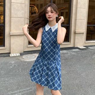 preppy plaid sleeveless dress