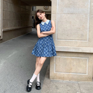 preppy plaid sleeveless dress