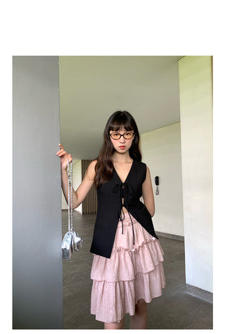 waist-controlled lace-up Top