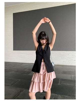 waist-controlled lace-up Top