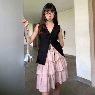 waist-controlled lace-up Top