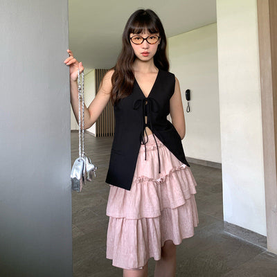 waist-controlled lace-up Top