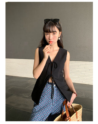 waist-controlled lace-up Top