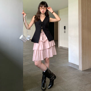 waist-controlled lace-up Top