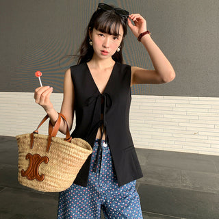 waist-controlled lace-up Top