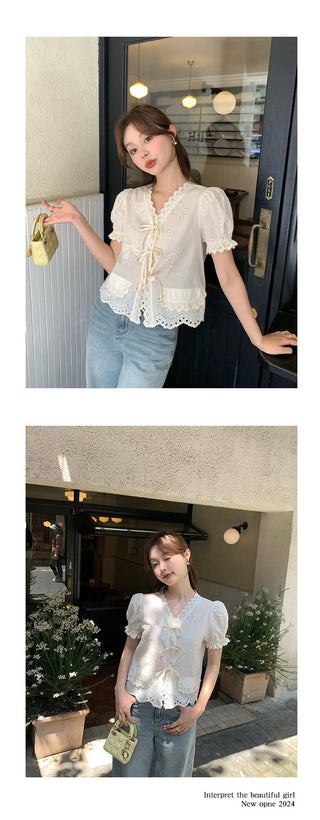 French lace flounce shirt