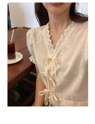 French lace flounce shirt