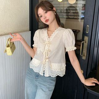 French lace flounce shirt