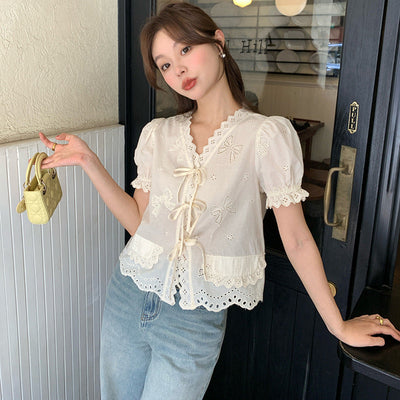 French lace flounce shirt
