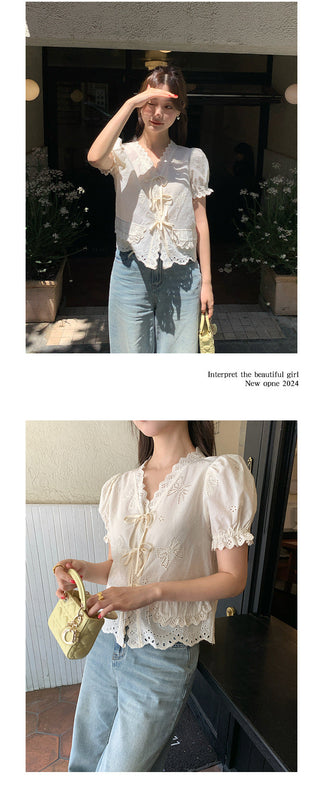 French lace flounce shirt
