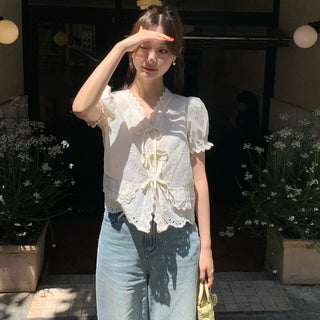 French lace flounce shirt
