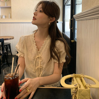 French lace flounce shirt