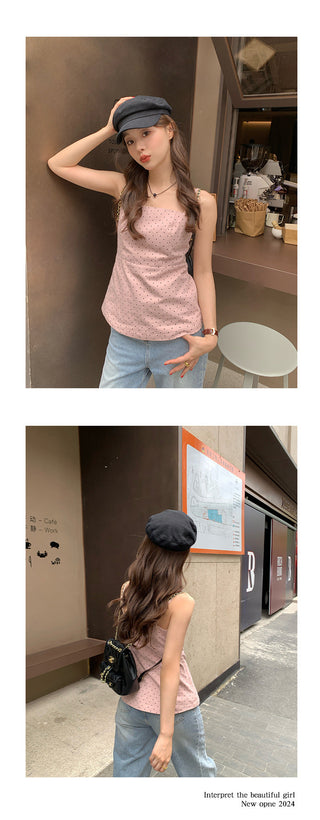 sweet polka dot brace top