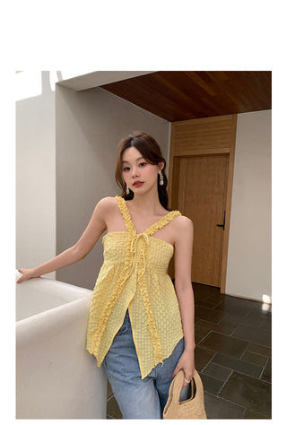 texture slim outside strap top