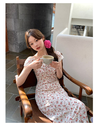 French slit floral dress