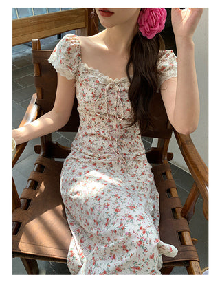 French slit floral dress