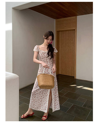 French slit floral dress