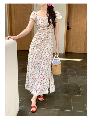 French slit floral dress
