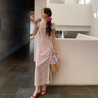 French slit floral dress