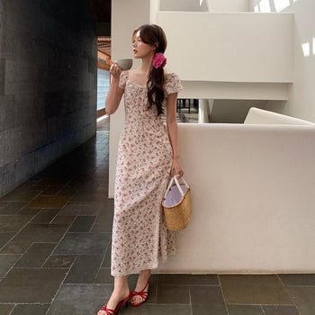 French slit floral dress